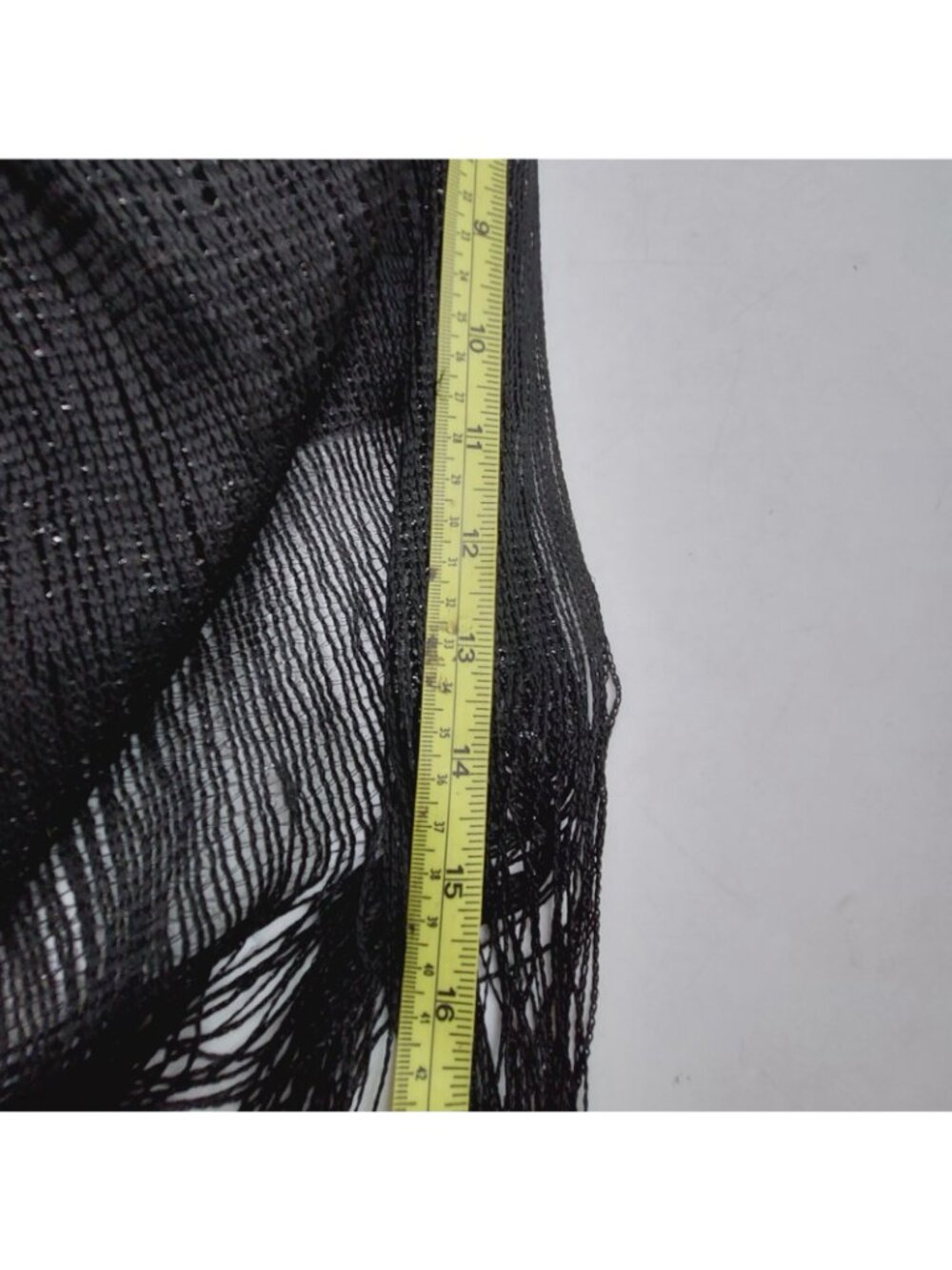 Black Semi Sheer Scarf Fringe Set Of 2 Various Sizes - Picture 8 of 11